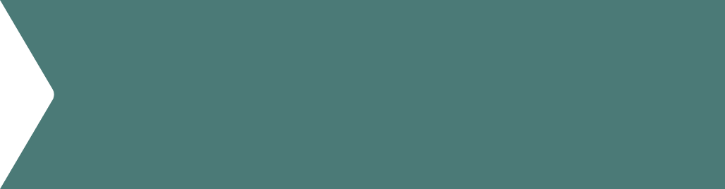 Teal green rectangular banner with a pointed white shape on the left side.